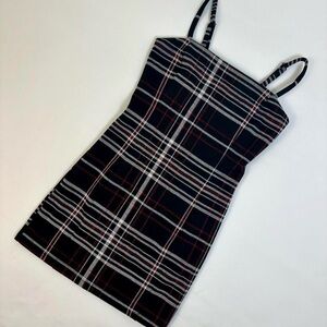 F21 Black and Red Plaid Mini Dress (S)